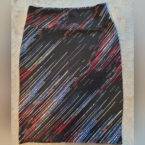 LuLaRoe Black Skirt with Red and Blue Stripes